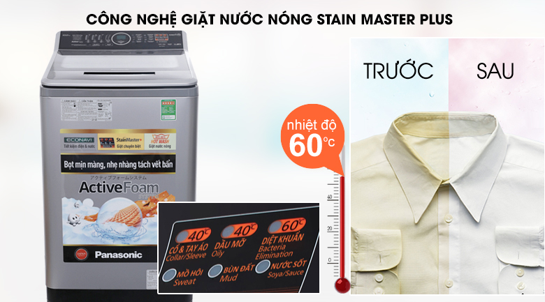 StainMaster+ - Máy giặt Panasonic 10 kg NA-F100V5LRV StainMaster+ - Máy giặt Panasonic 10 kg NA-F100V5LRV